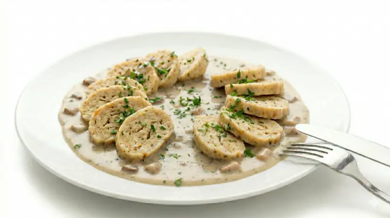 Semmelknödel in Pilzrahmsoße